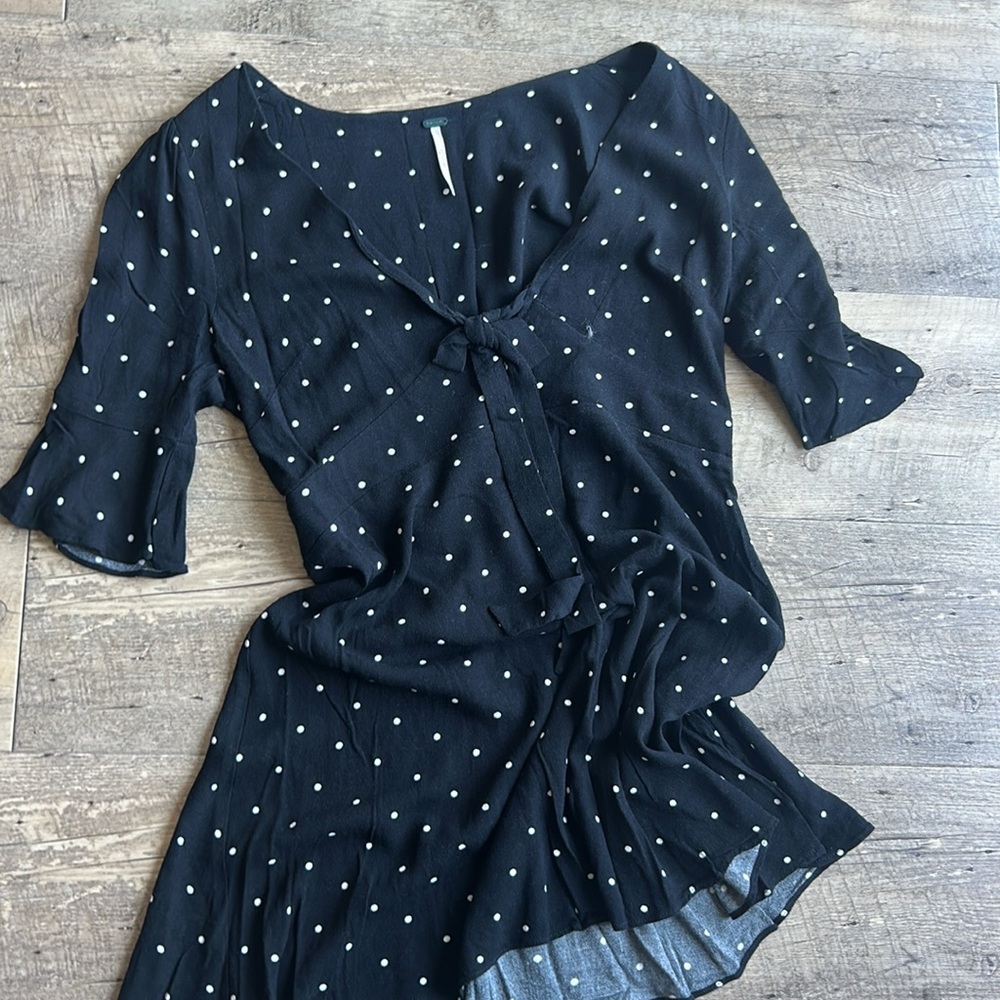 Free People Black and White Ruffled Midi Sundress